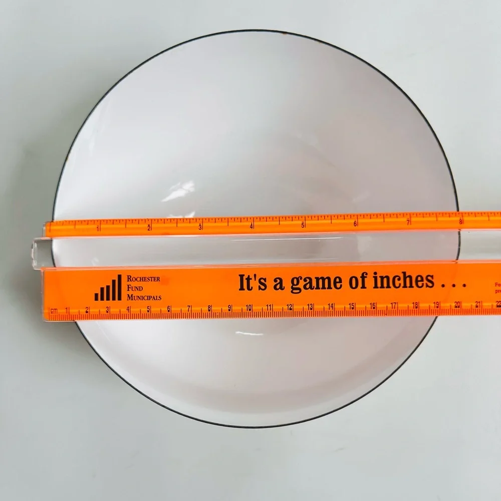 Vintage Cathrineholm Norway Enamelware 8″ Lotus Bowl  - Mustard Yellow & White - Picture 12 of 16